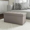 Daphnes Dinnette 30 in. Faux Gray Leather Folding Storage Bench Ottoman DA3240067